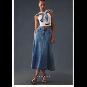 Mare Mare x Anthropologie Denim Flounce Skirt Size S